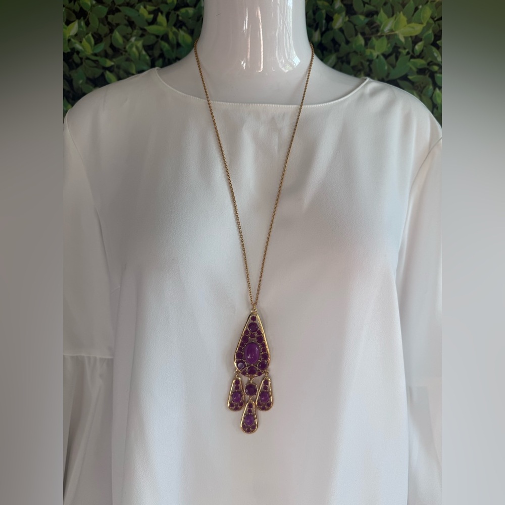 Kate Spade Purple and Gold Pendant Necklace - Picture 2 of 10